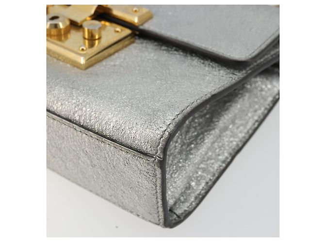 Borsa a Spalla con Catena GUCCI in Pelle Oro Argento 409487 Auth ka4117 D'oro - vista 8