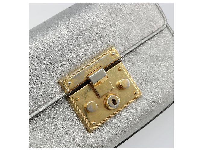 Borsa a Spalla con Catena GUCCI in Pelle Oro Argento 409487 Auth ka4117 D'oro - vista 9