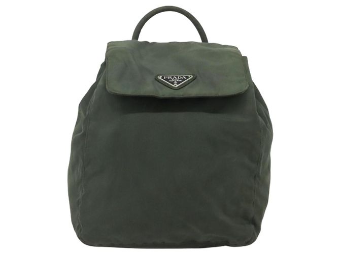 Zaino PRADA in nylon argento khaki Auth 176690 Cachi - vista 13