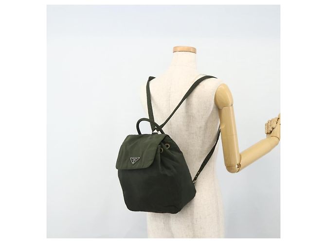 Zaino PRADA in nylon argento khaki Auth 176690 Cachi - vista 25