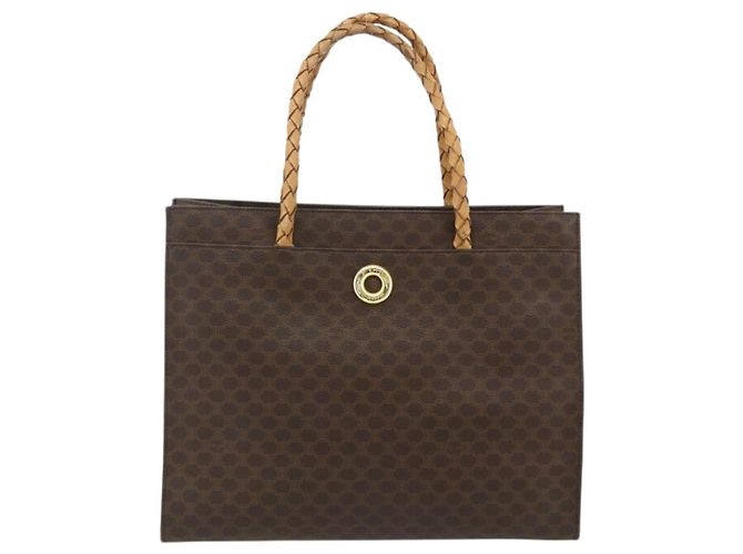 Céline Borsa tote in tela Macadam CELINE in pelle PVC marrone oro Auth bs34711 D'oro - vista 13
