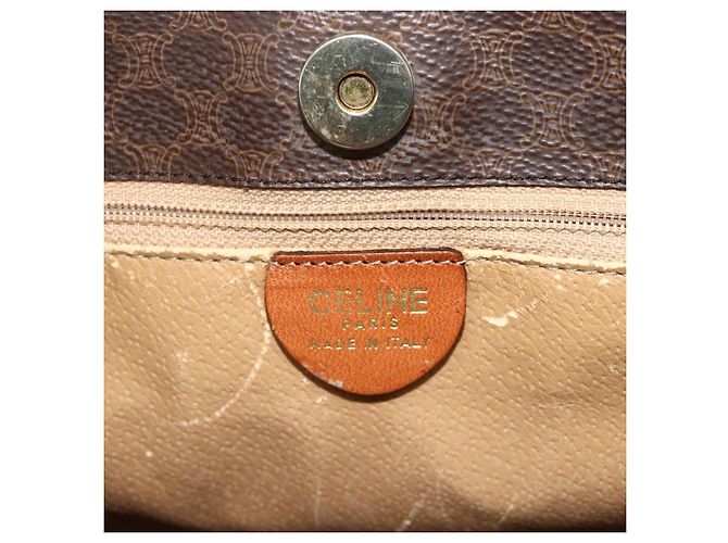 Céline Borsa tote in tela Macadam CELINE in pelle PVC marrone oro Auth bs34711 D'oro - vista 17