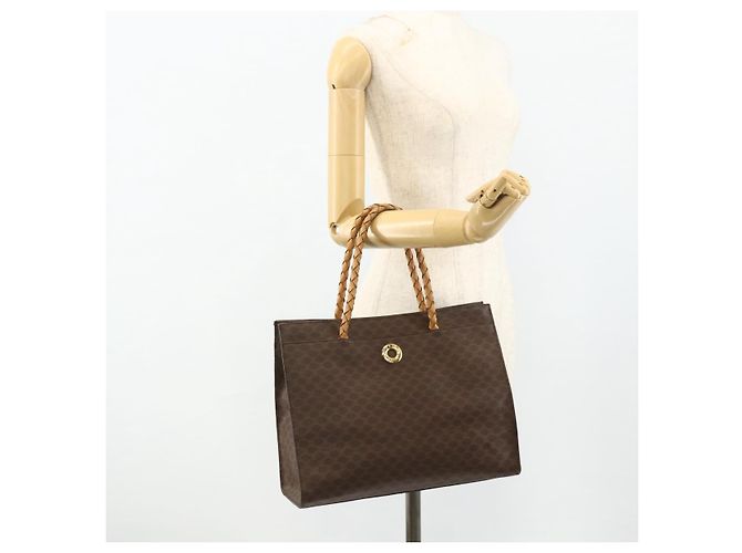 Céline Borsa tote in tela Macadam CELINE in pelle PVC marrone oro Auth bs34711 D'oro - vista 22