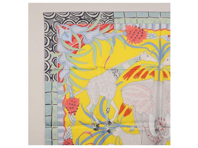 Hermès HERMES Sciarpa Carré 90 "LA MARCHE DU ZAMBEZE" Sete Multicolore Auth 176082V - vista 16