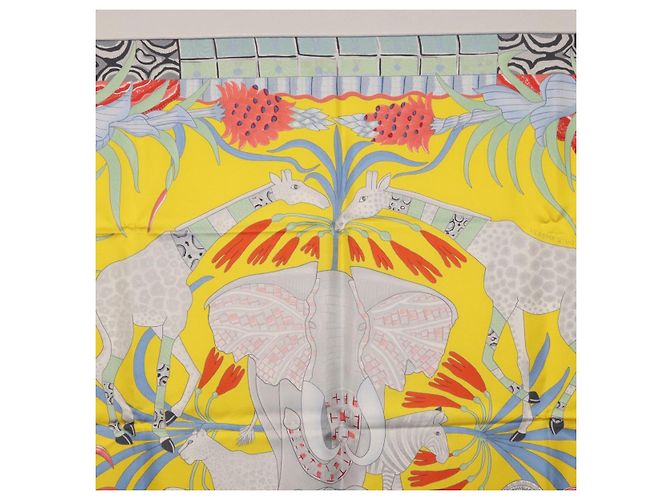 Hermès HERMES Sciarpa Carré 90 "LA MARCHE DU ZAMBEZE" Sete Multicolore Auth 176082V - vista 17
