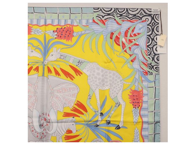 Hermès HERMES Sciarpa Carré 90 "LA MARCHE DU ZAMBEZE" Sete Multicolore Auth 176082V - vista 18