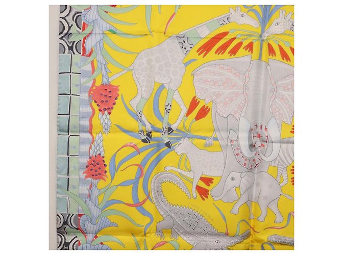 Hermès HERMES Sciarpa Carré 90 "LA MARCHE DU ZAMBEZE" Sete Multicolore Auth 176082V - vista 19