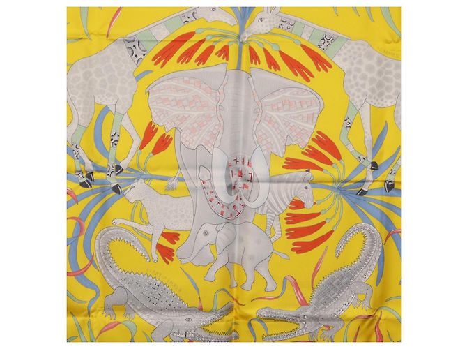 Hermès HERMES Sciarpa Carré 90 "LA MARCHE DU ZAMBEZE" Sete Multicolore Auth 176082V - vista 20
