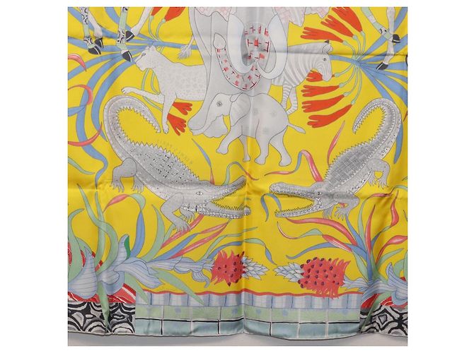 Hermès HERMES Sciarpa Carré 90 "LA MARCHE DU ZAMBEZE" Sete Multicolore Auth 176082V - vista 23