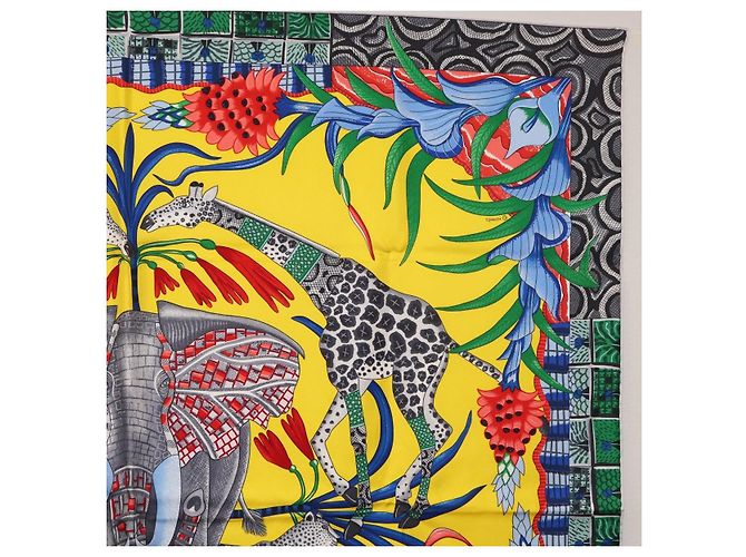 Hermès HERMES Sciarpa Carré 90 "LA MARCHE DU ZAMBEZE" Sete Multicolore Auth 176082V - vista 4