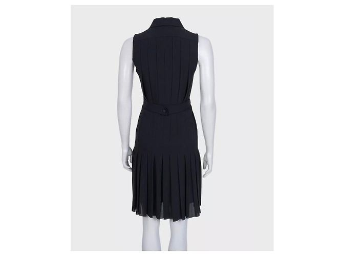 Vestido plissado de seda preta Chanel tamanho 34 usado - vista 3