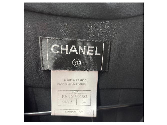 Vestido plissado de seda preta Chanel tamanho 34 usado - vista 5