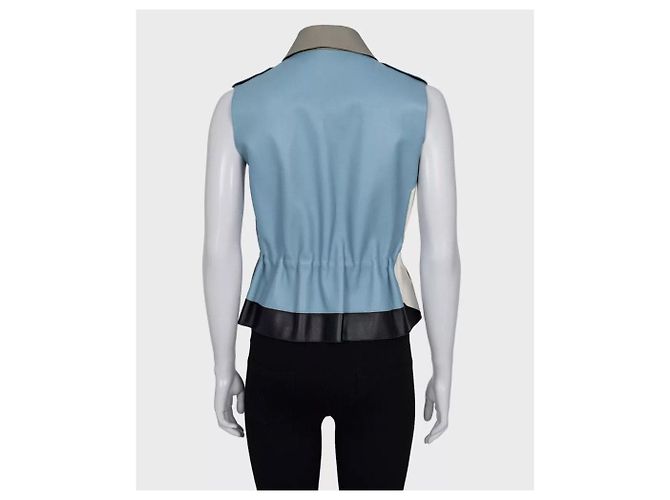 Fendi blauer Leder-Multicolor-Weste, Größe IT40/S, gebraucht - Ansicht 3