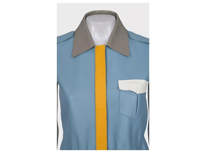Fendi blauer Leder-Multicolor-Weste, Größe IT40/S, gebraucht - Ansicht 4
