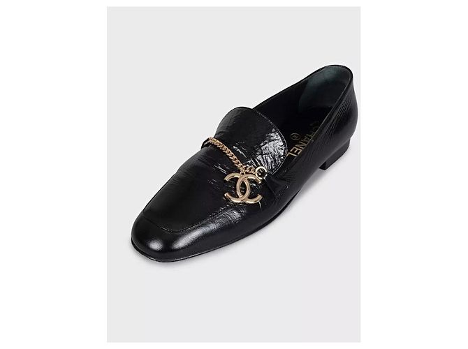 Timeless Chanel Black Leather CC Logo Ballet Flats - Size 38.5 pre-owned - view 3