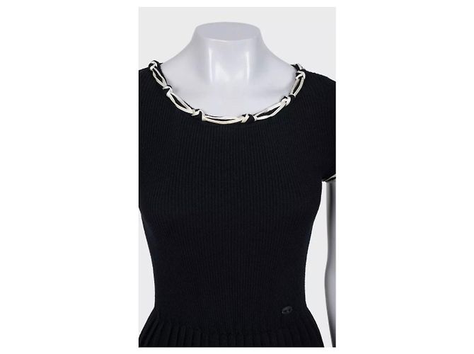 Chanel Taillierte Wollkleid Schwarz Herbst 2007 Größe 36 Gebraucht - Ansicht 4