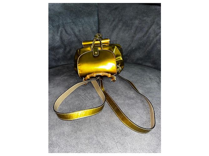 Gucci Bamboo Rucksack Gold Metallic Leder Golden - Ansicht 11