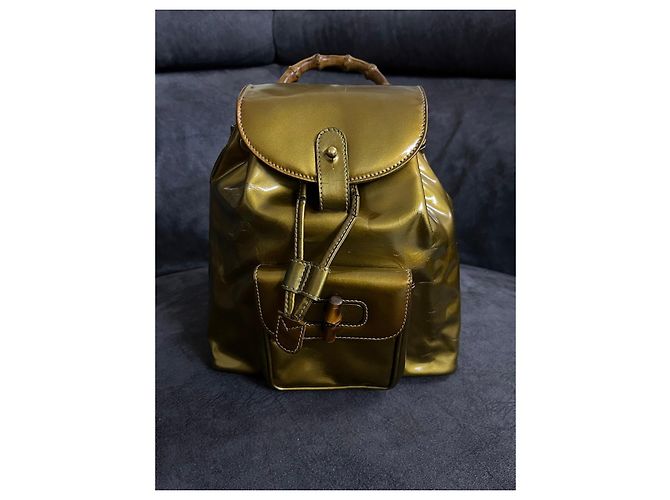 Gucci Bamboo Rucksack Gold Metallic Leder Golden - Ansicht 13
