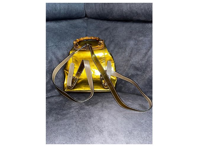 Gucci Bamboo Rucksack Gold Metallic Leder Golden - Ansicht 2