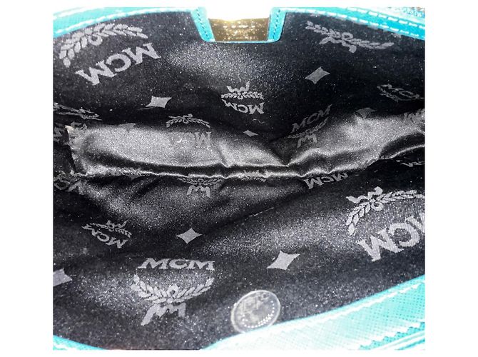Borsa a mano Tote MCM in pelle - Teal Blu - vista 10