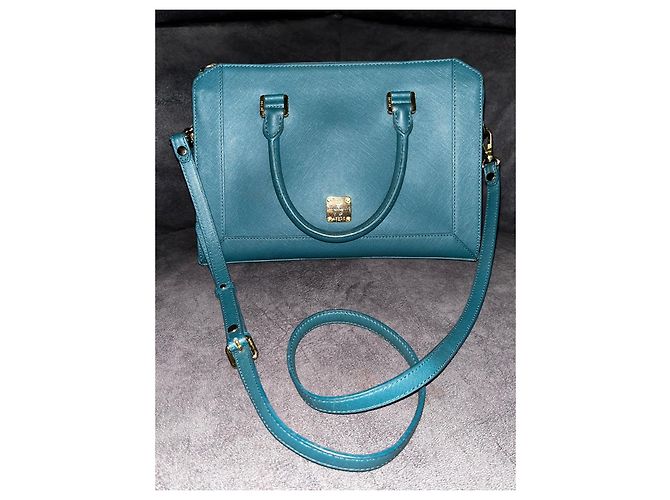 Borsa a mano Tote MCM in pelle - Teal Blu - vista 8