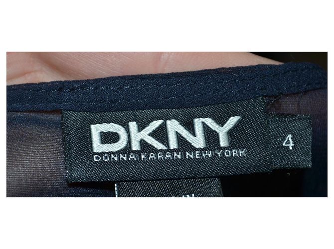 DKNY Seidenkleid mit Pailletten Blau - Ansicht 5