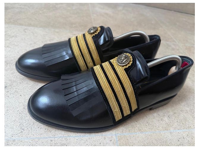 Autre Marque Mocassini Lordspools in pelle nera e oro Nero D'oro - vista 2