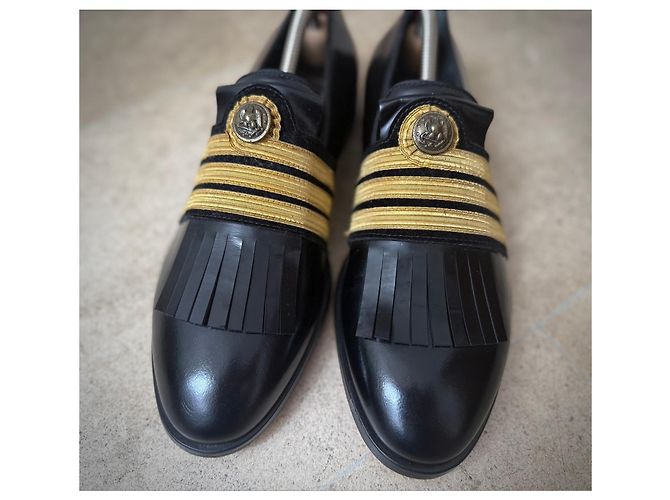 Autre Marque Mocassini Lordspools in pelle nera e oro Nero D'oro - vista 3