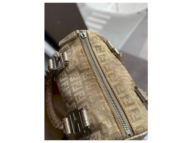 Fendi Borsa Boston Bauletto Mini Zucchino Forever D'oro - vista 11