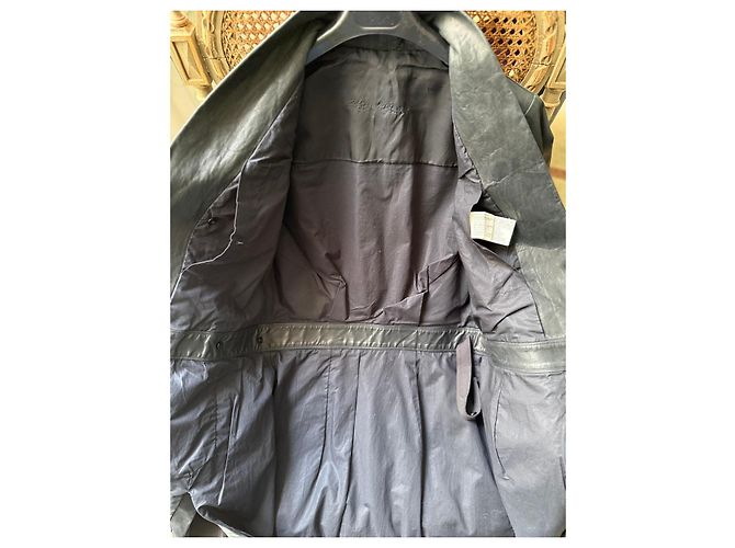 Rick Owens Abrigo de cuero negro envolvente - vista 6