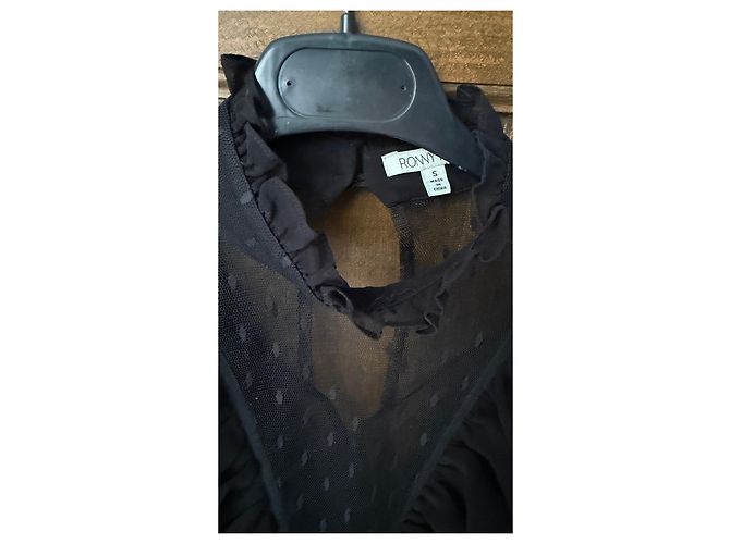 Autre Marque Schwarze Spitzenbluse mit Rüschen - Ansicht 7