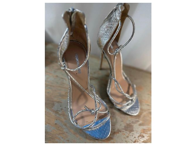 Dsquared2 Silberne Metallische Leder Riemchenabsätze - Ansicht 8