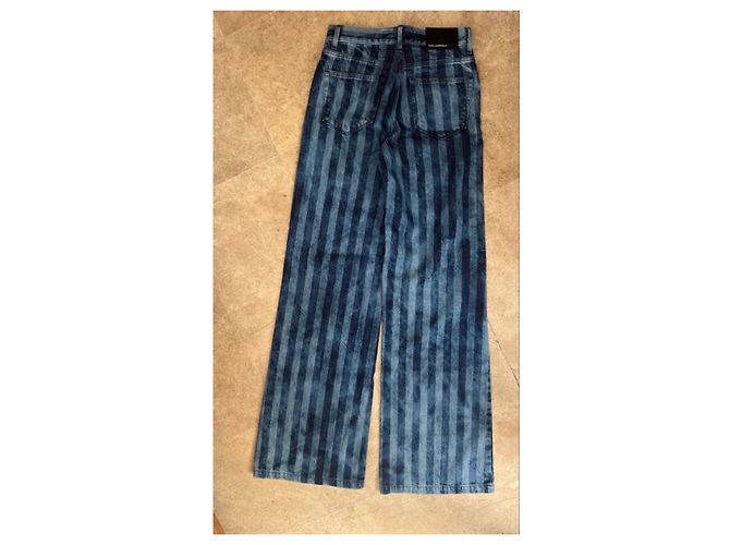 Jeans de pierna ancha a rayas de denim Karl Lagerfeld Azul - vista 5