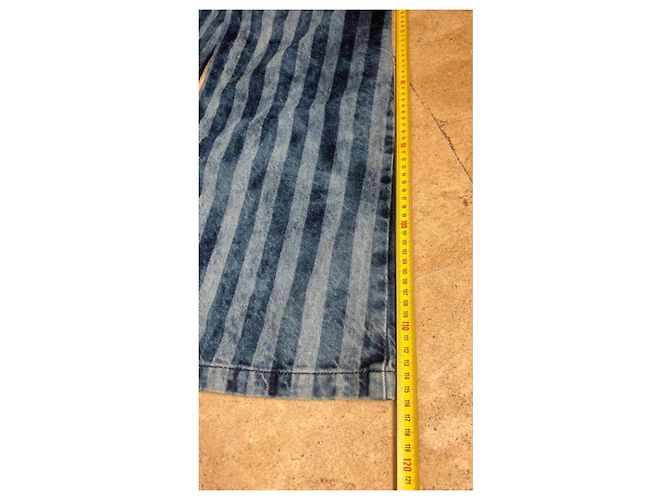 Jeans de pierna ancha a rayas de denim Karl Lagerfeld Azul - vista 6