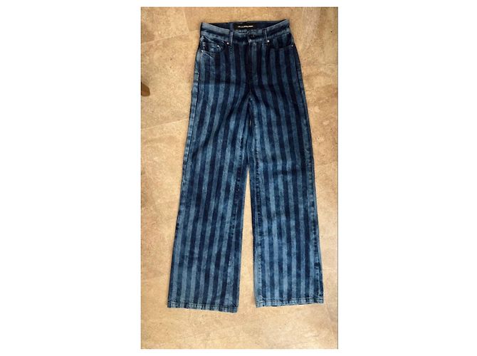 Jeans de pierna ancha a rayas de denim Karl Lagerfeld Azul - vista 7