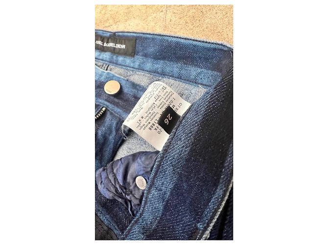Jeans de pierna ancha a rayas de denim Karl Lagerfeld Azul - vista 9