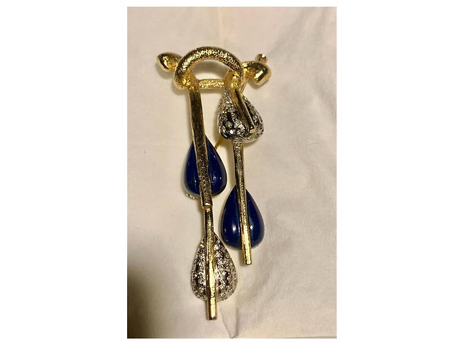 Pierre Cardin Zwei-in-eins Schmuck - Brosche Anhänger Blau Golden - Ansicht 2