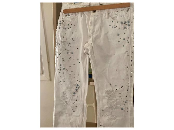 Vaqueros Ralph Lauren Avery Straight Blancos Algodón Plata Gris - vista 2