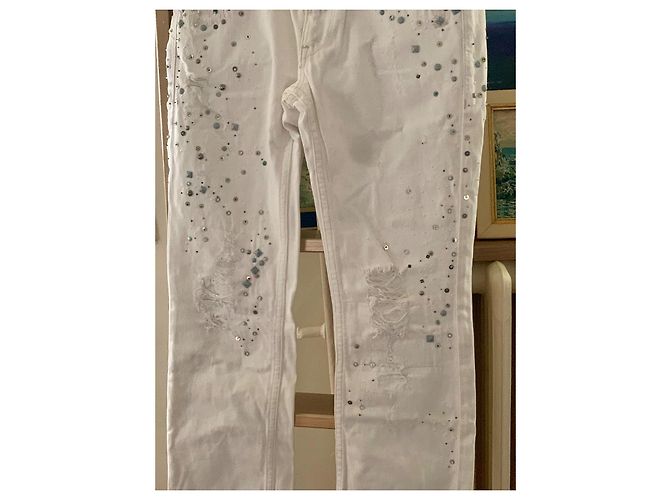 Vaqueros Ralph Lauren Avery Straight Blancos Algodón Plata Gris - vista 3