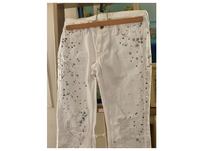 Vaqueros Ralph Lauren Avery Straight Blancos Algodón Plata Gris - vista 4