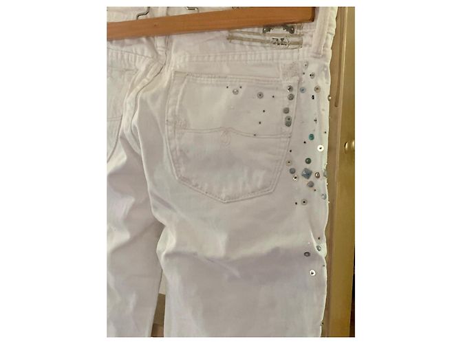 Vaqueros Ralph Lauren Avery Straight Blancos Algodón Plata Gris - vista 7