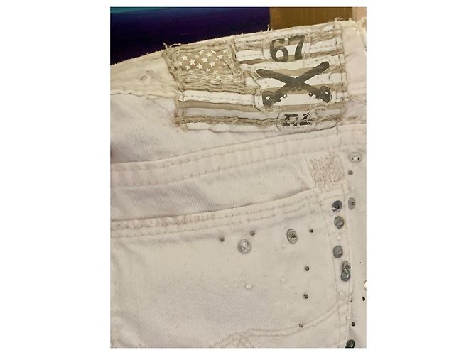 Vaqueros Ralph Lauren Avery Straight Blancos Algodón Plata Gris - vista 8