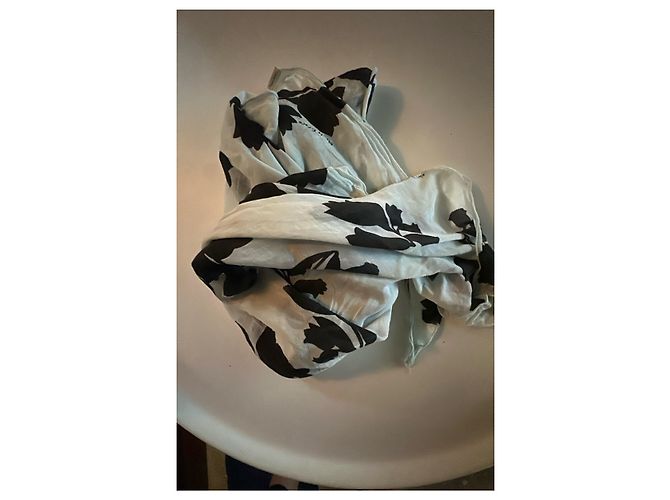 Autre Marque Foulard Manila Grace in cotone con stampa floreale nero e azzurro Bianco - vista 4