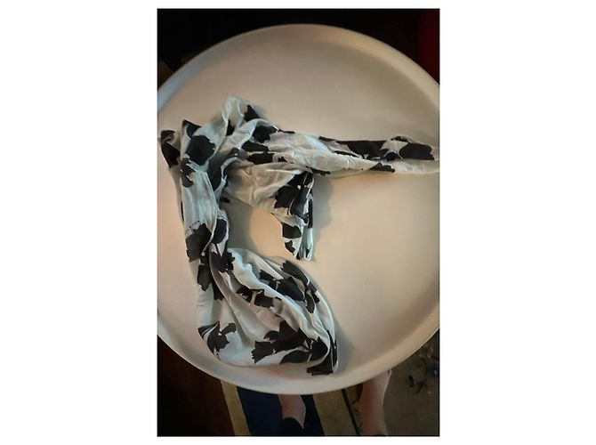 Autre Marque Foulard Manila Grace in cotone con stampa floreale nero e azzurro Bianco - vista 5