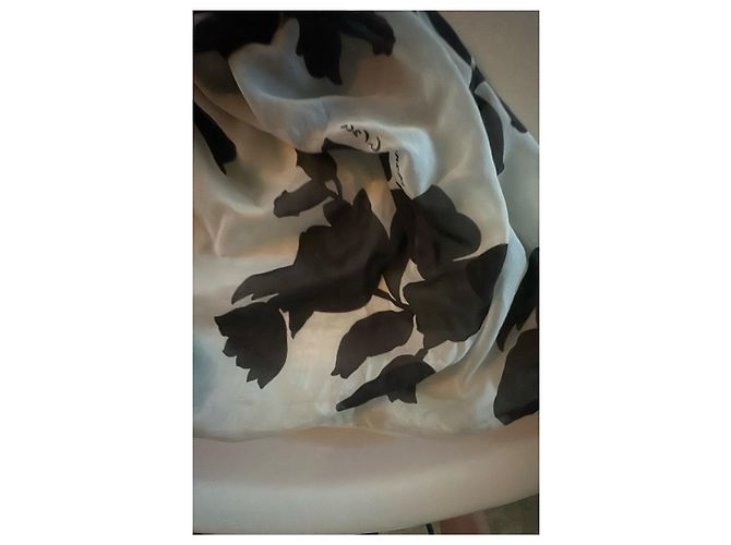 Autre Marque Foulard Manila Grace in cotone con stampa floreale nero e azzurro Bianco - vista 6