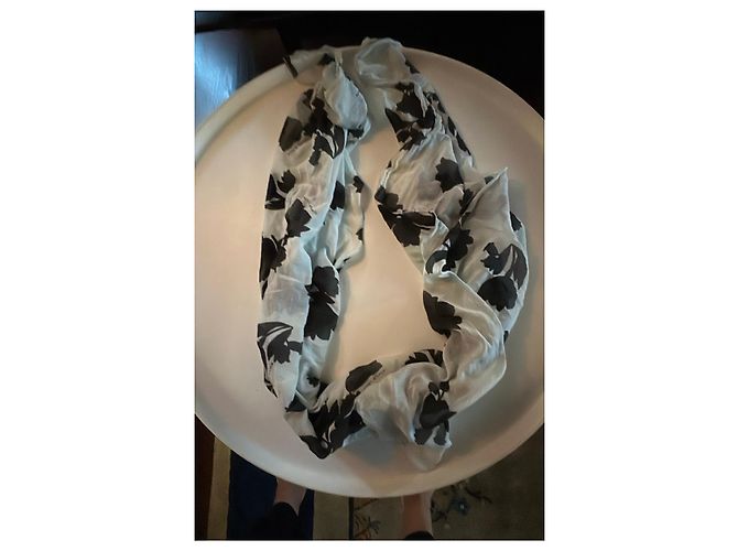 Autre Marque Foulard Manila Grace in cotone con stampa floreale nero e azzurro Bianco - vista 7