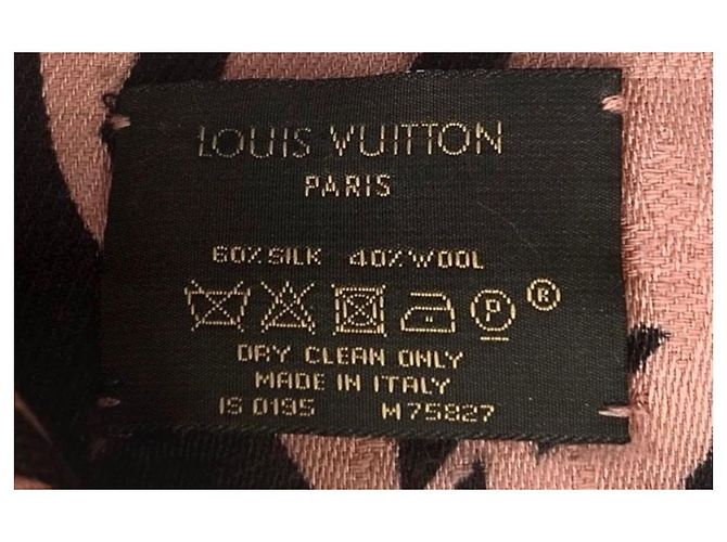 Louis Vuitton Sciarpa Almazing Peche Monogramma Seta Lana Pesca - vista 4