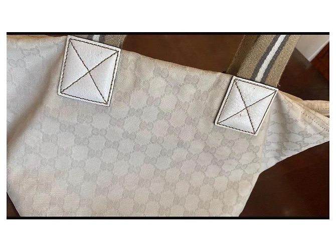 Sylvie Borsa Tote Gucci Sherry Line in tela GG Beige - vista 13