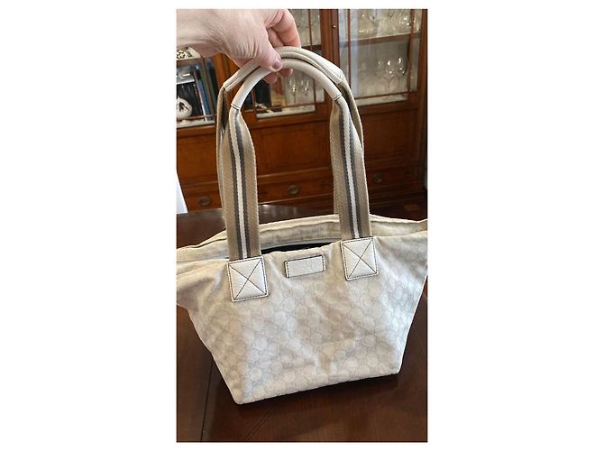 Sylvie Borsa Tote Gucci Sherry Line in tela GG Beige - vista 2