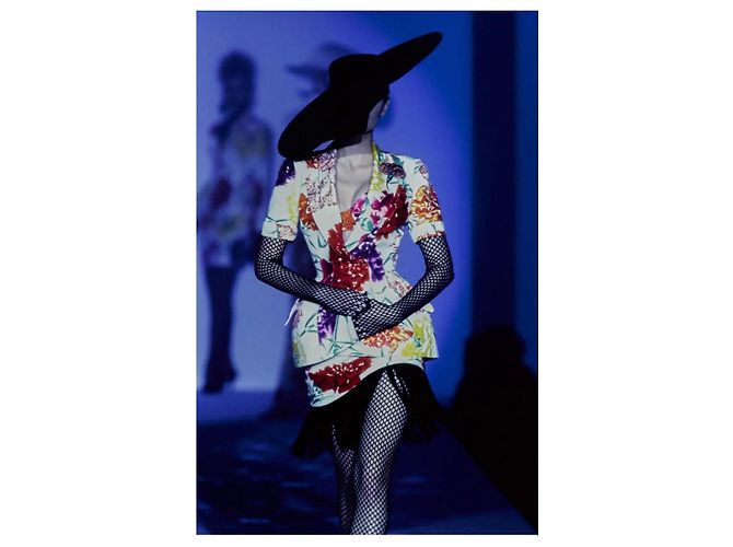 Jaqueta de Verão Thierry Mugler Estampa Floral 1997 Branco Multicor - vista 13